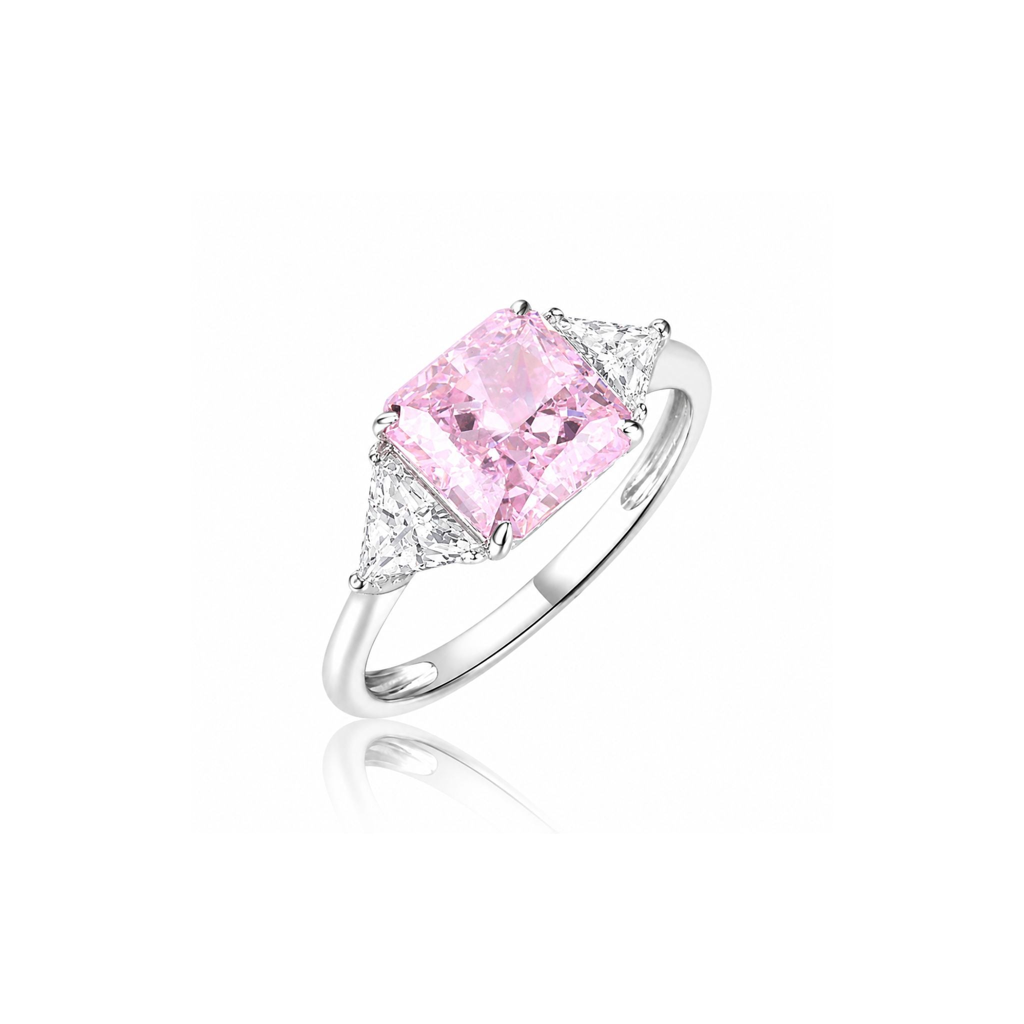 Pink Ring with Trillion Side Stones