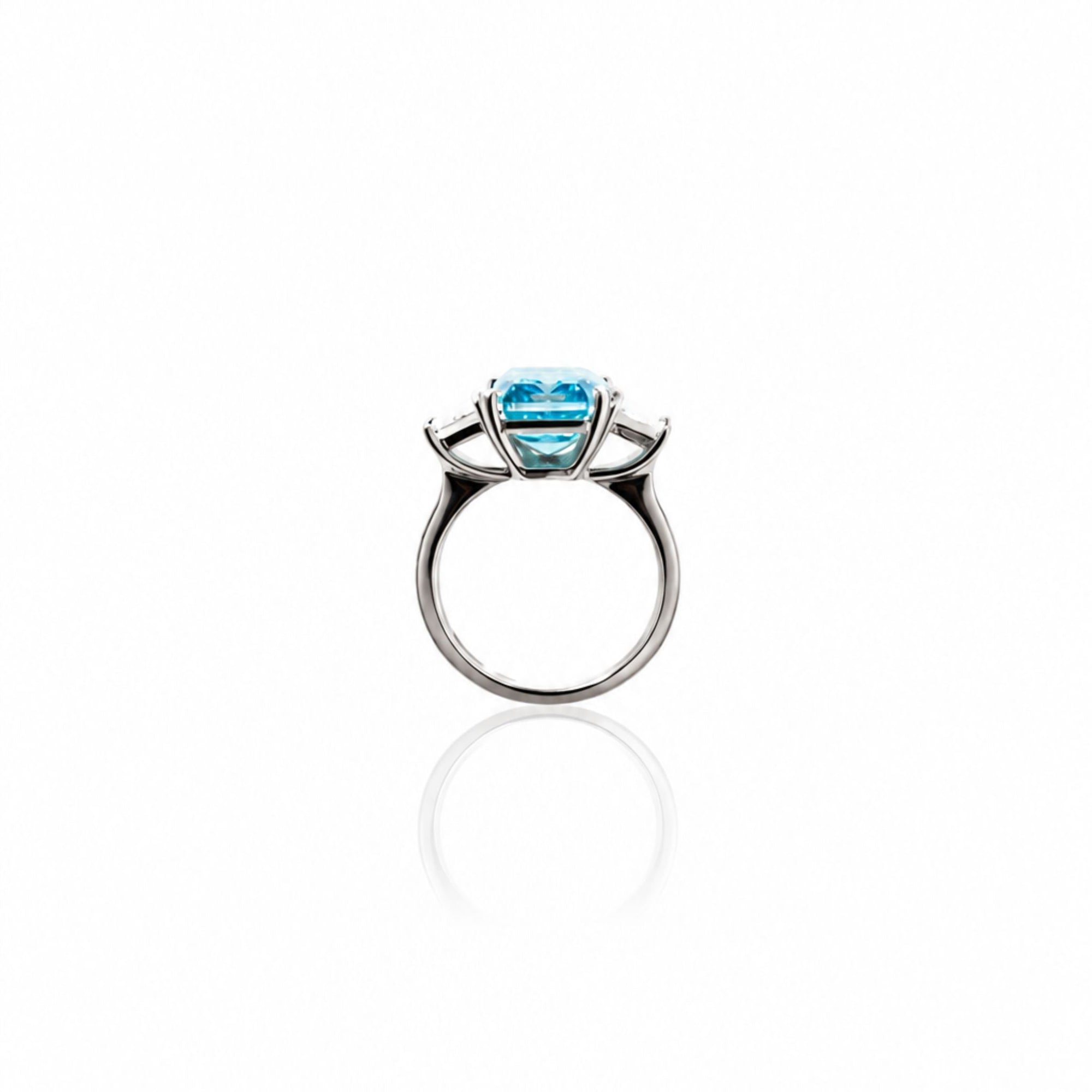 Blue Emerald Cut with white sides