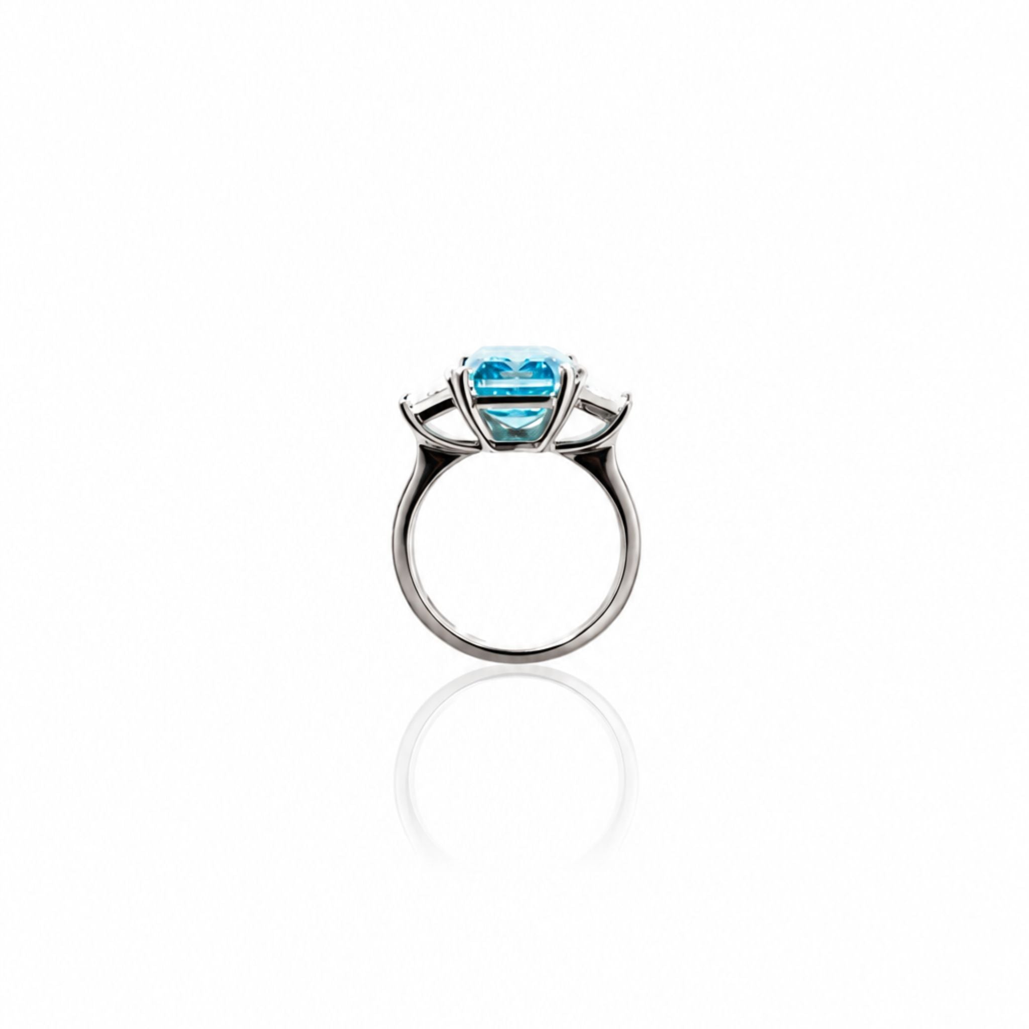 Blue Emerald Cut with white sides