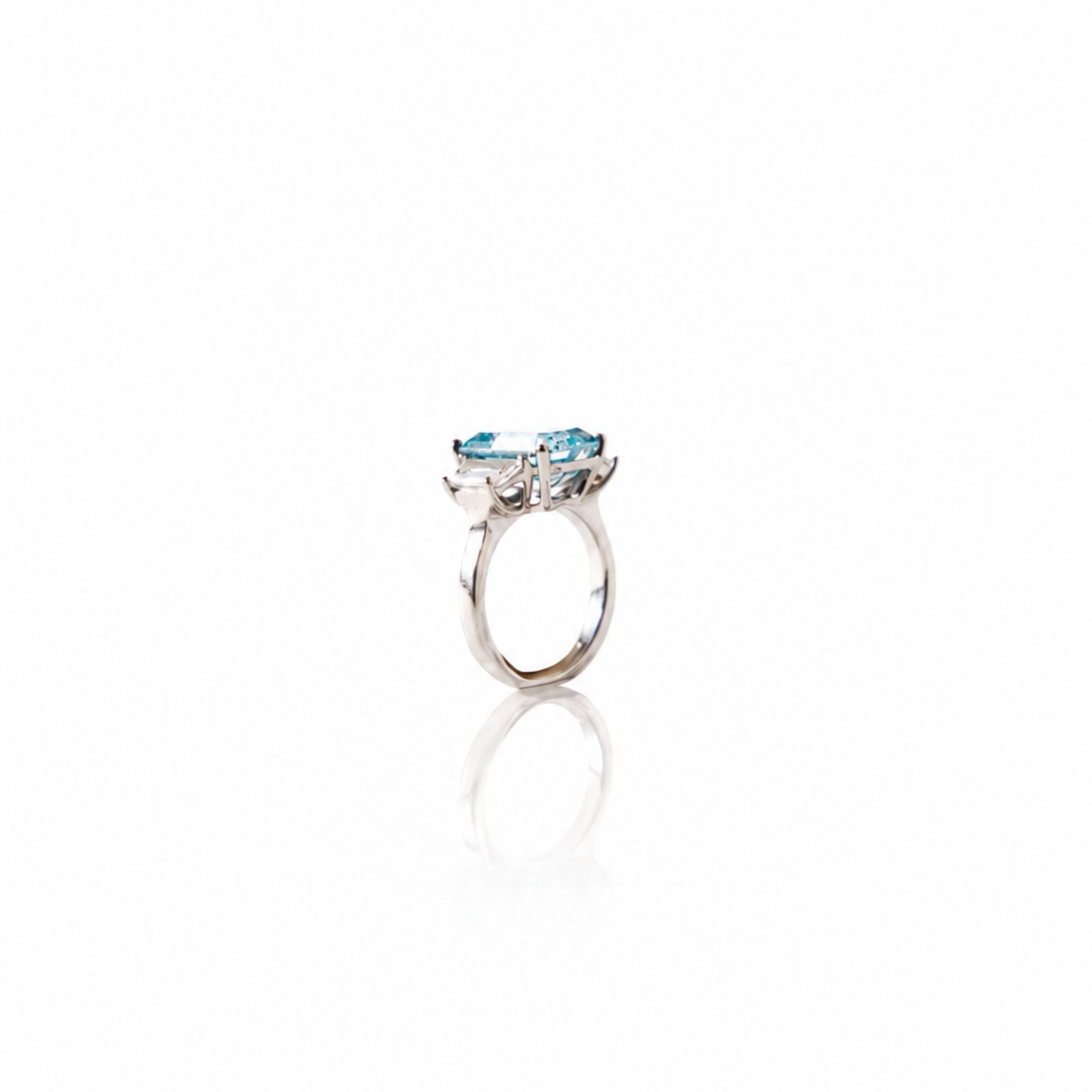 Blue Emerald Cut with white sides
