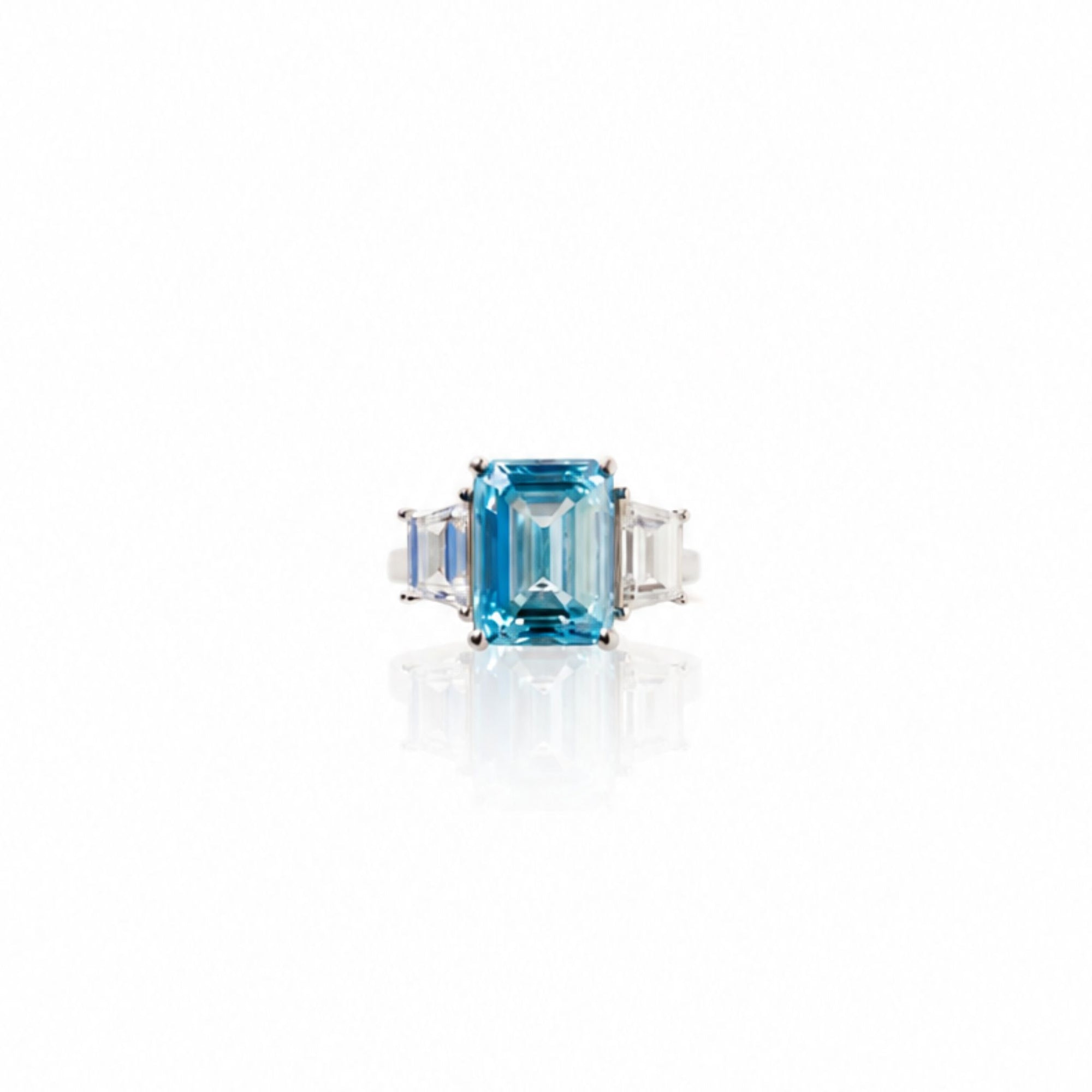 Blue Emerald Cut with white sides