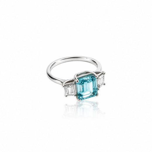 Blue Emerald Cut with white sides