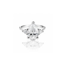 Pear Ring with White Side Stones