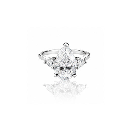 Pear Ring with White Side Stones