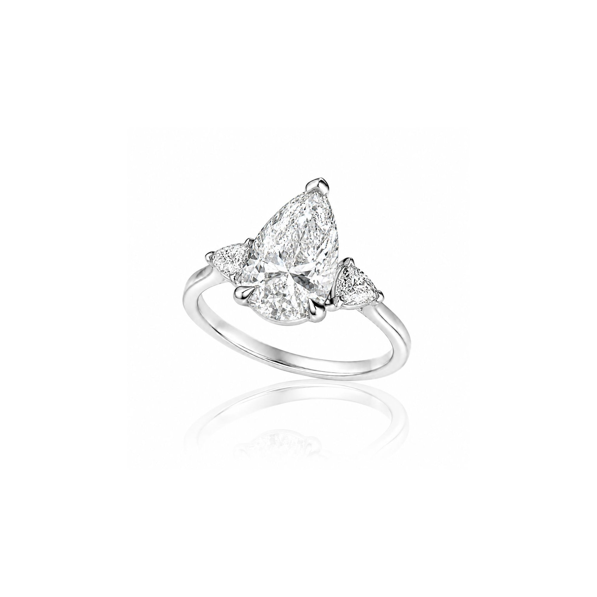 Pear Ring with White Side Stones