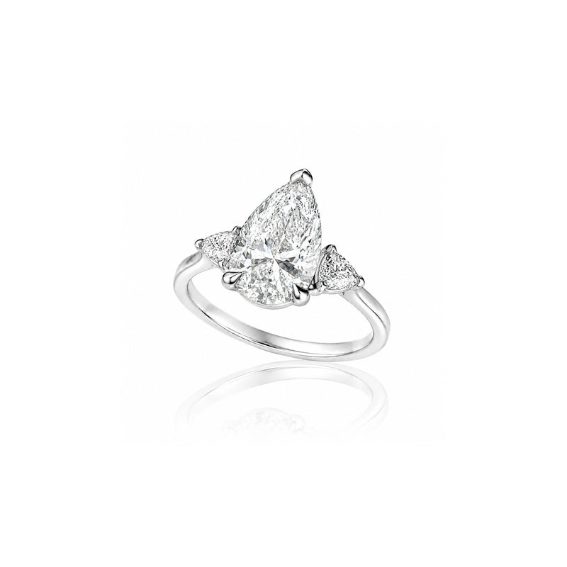 Pear Ring with White Side Stones