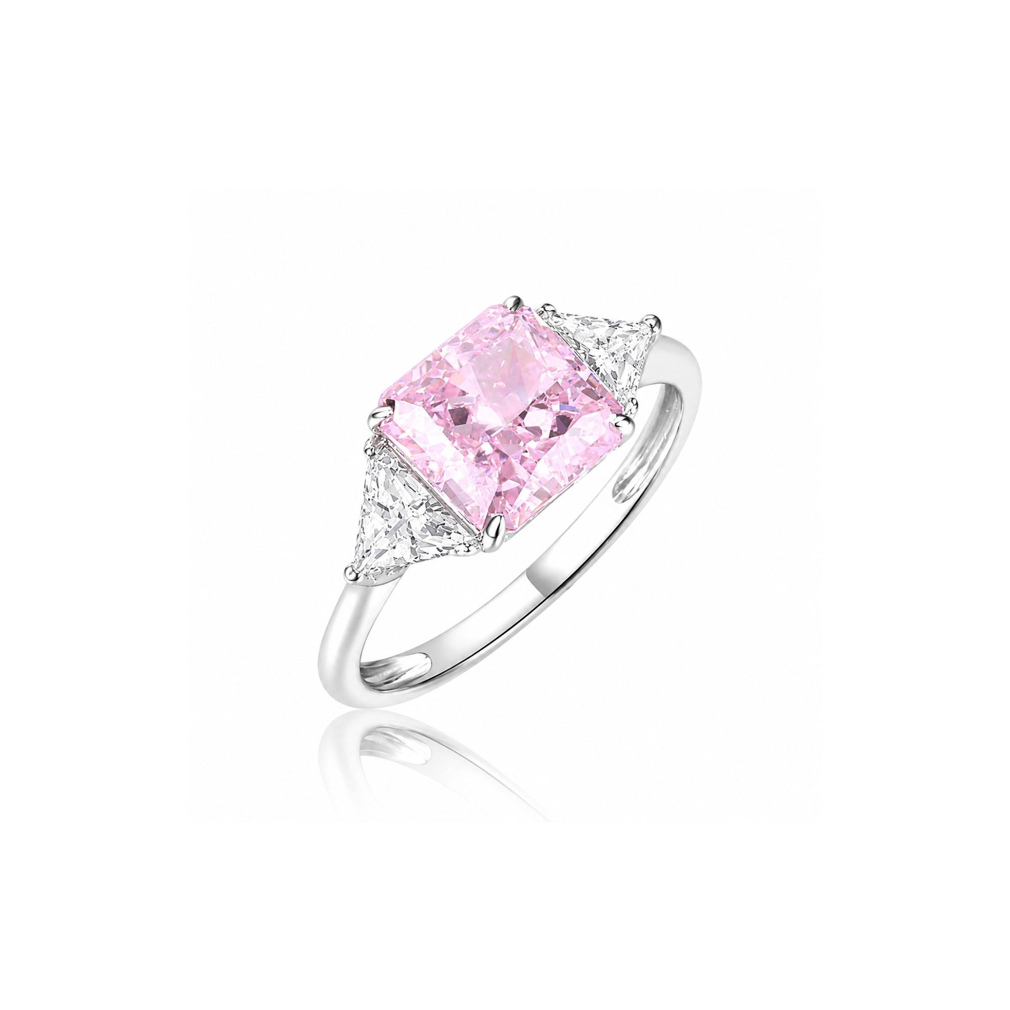 Pink Ring with Trillion Side Stones
