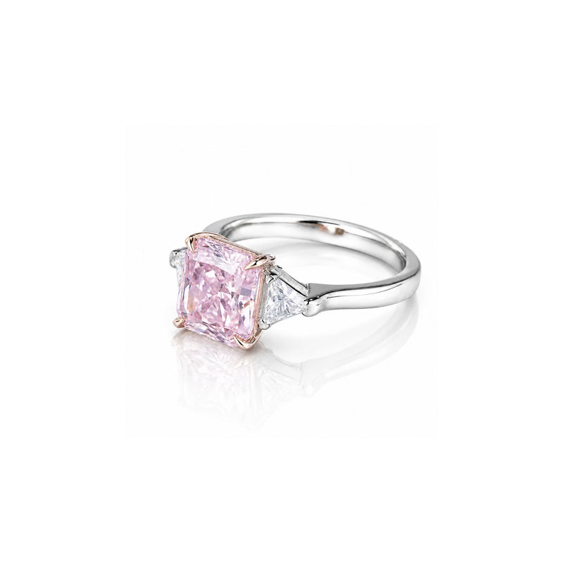 Pink Ring with Trillion Side Stones